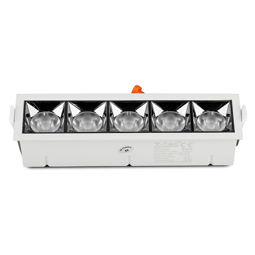 V-TAC LED Downlight 20W Rechteckig Warmweiss 55mm IP20