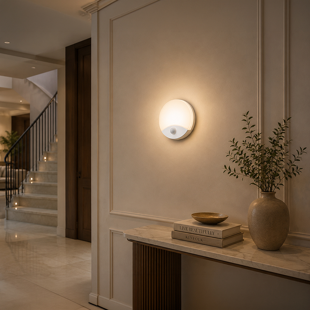 V-TAC LED-Wandleuchte rund 15W mit PIR-Bewegungsmelder CREE-Chip CCT 3in1 weiß