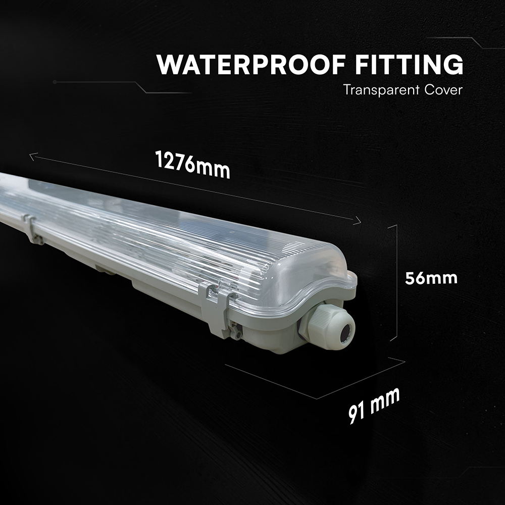 V-TAC Feuchtraum-Wannenleuchte TF-Serie 2x 1,2 m IP65