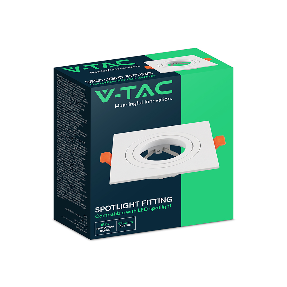 V-TAC Einbauleuchte GU10 Quadratisch IP20