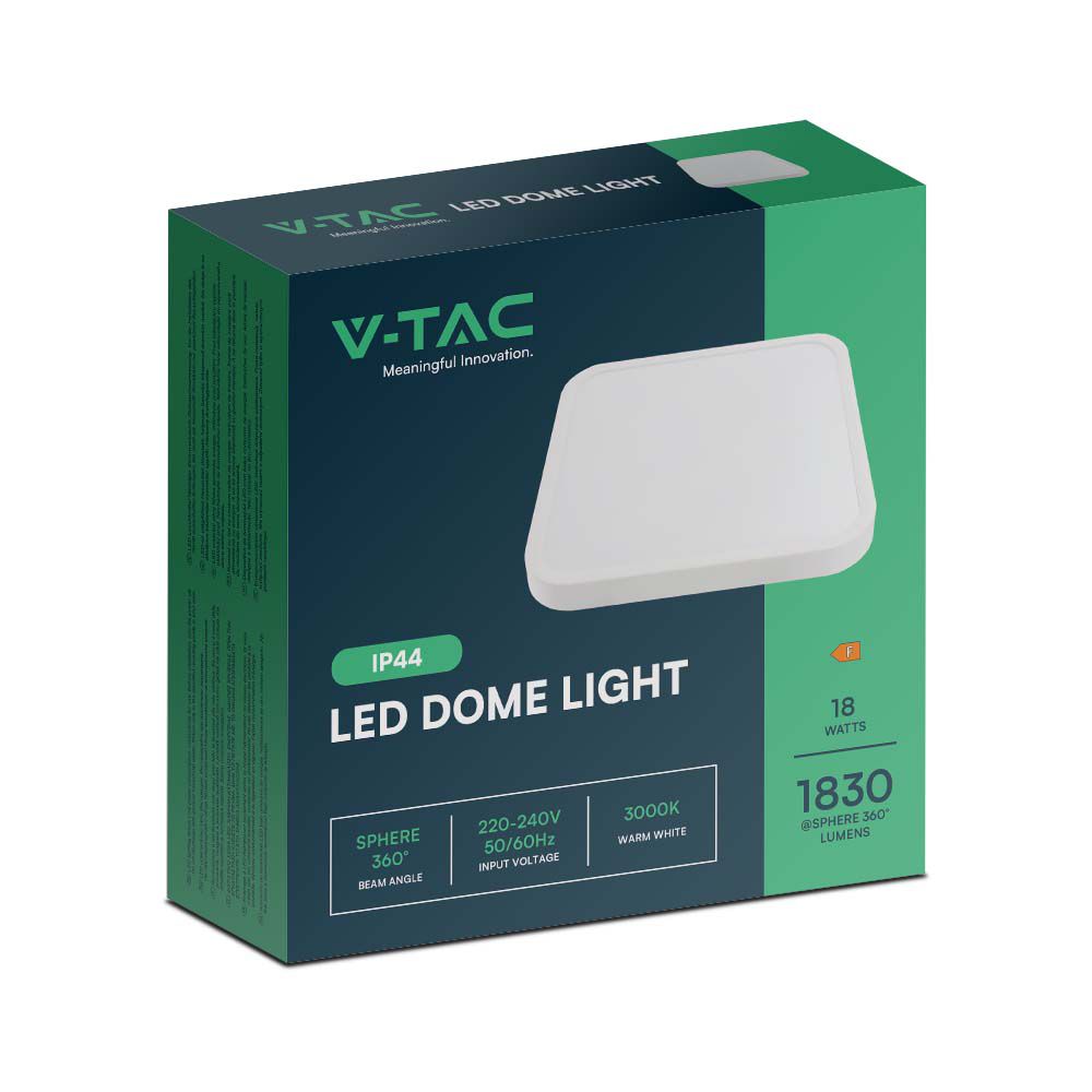 V-TAC Deckenleuchte 24W Quadrat Warmweiss 300mm IP44