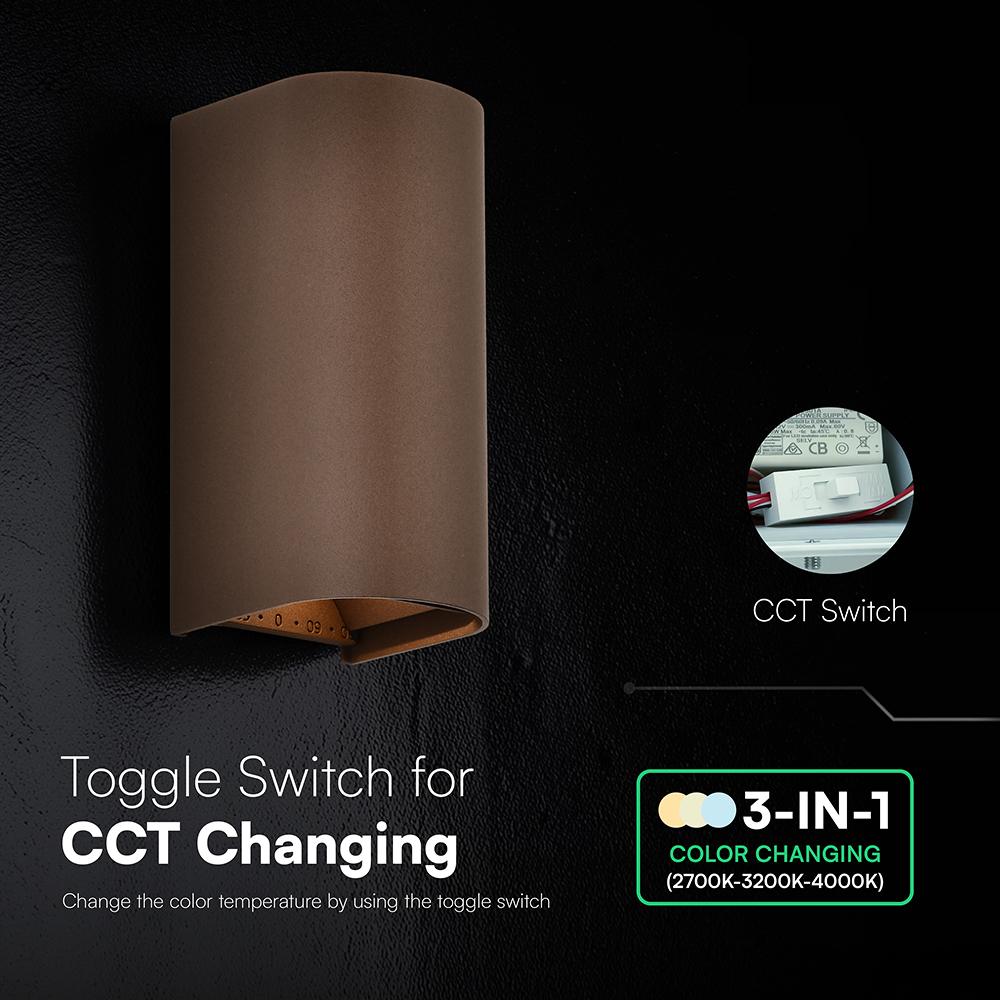 V-TAC LED-Außenwandleuchte 10W CCT 3in1 Cortenstahl-Optik IP65 (VT-120113-C)