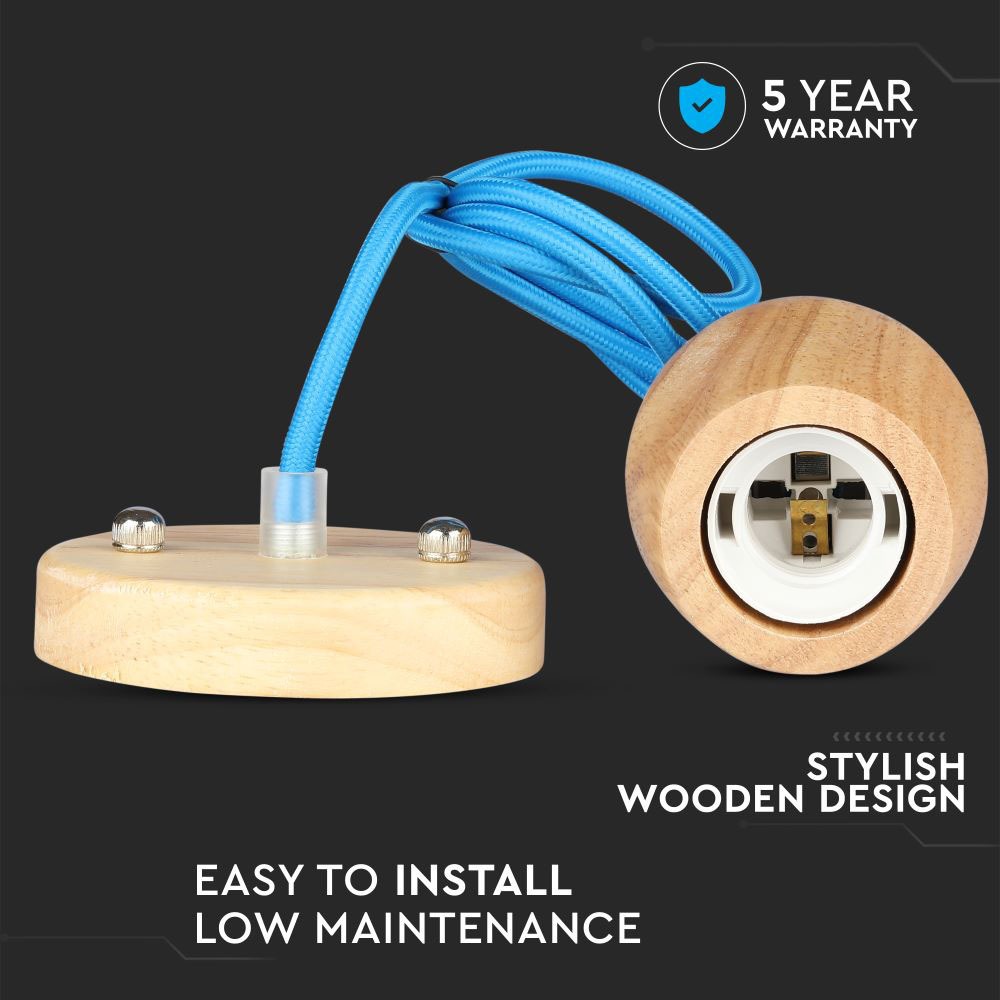V-TAC Pendelleuchte E27 60W Holz IP20