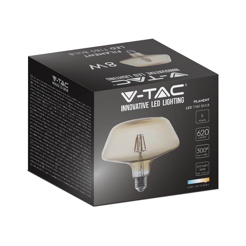 V-TAC Designer Glühbirne E27 8W T180 Warmweiss 180mm IP20
