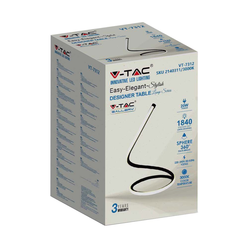 V-TAC Tischlampe 20W Warmweiss 220mm IP20