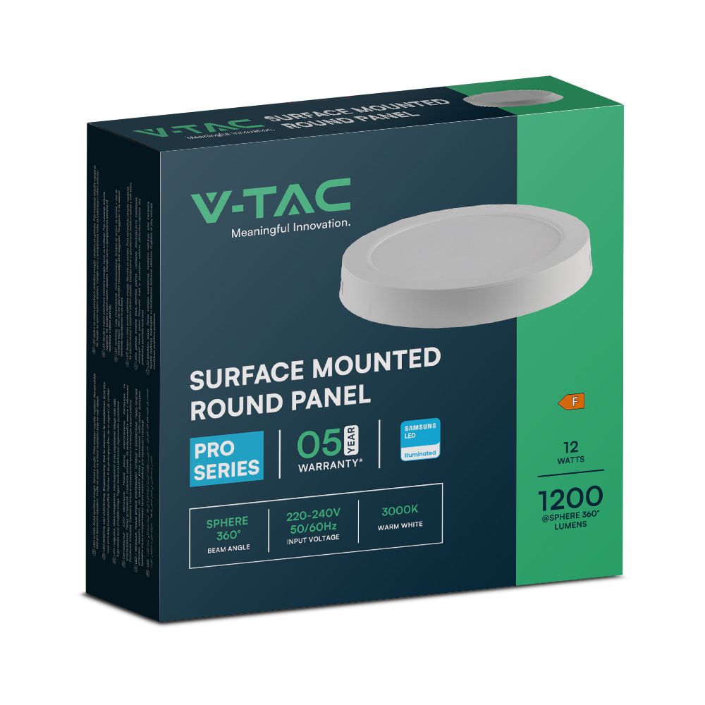 V-TAC LED Mini Panel 12W Rund 6500K