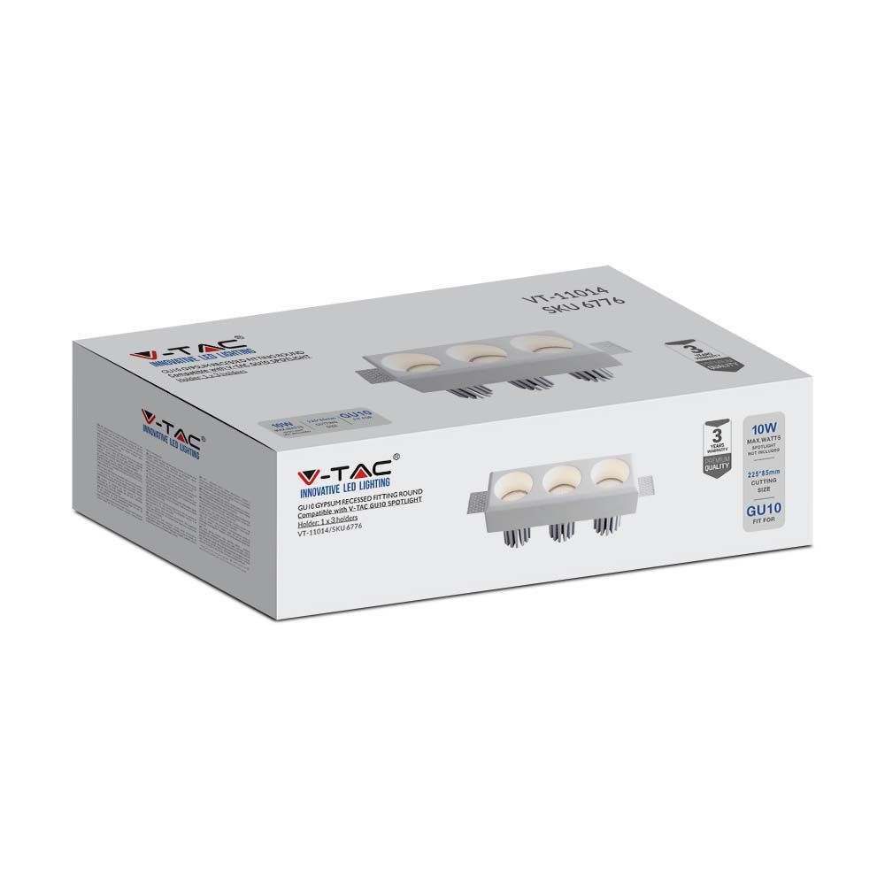 V-TAC Einbauleuchte 3XGU10 Rund IP20 245mm