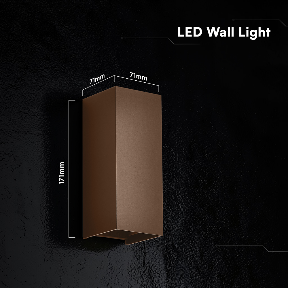 V-TAC LED-Außenwandleuchte 10W CCT 3in1 Cortenstahl-Optik IP65 (VT-120112-C)