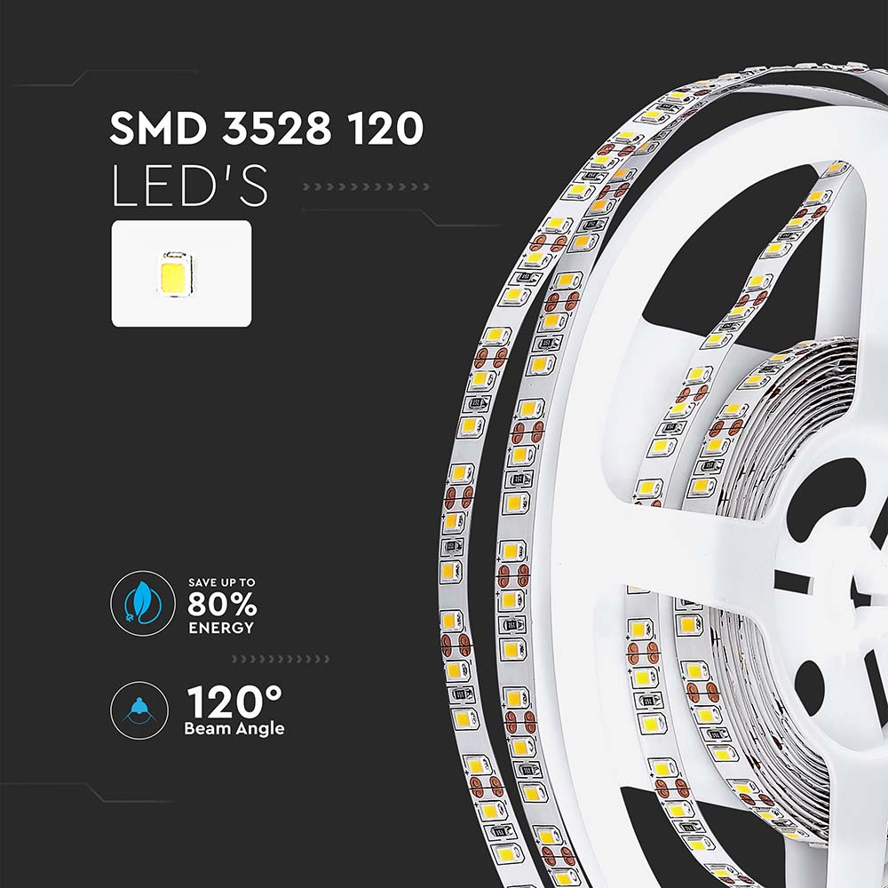 V-TAC LED Streifen 120 10W Weiß 5000mm IP20