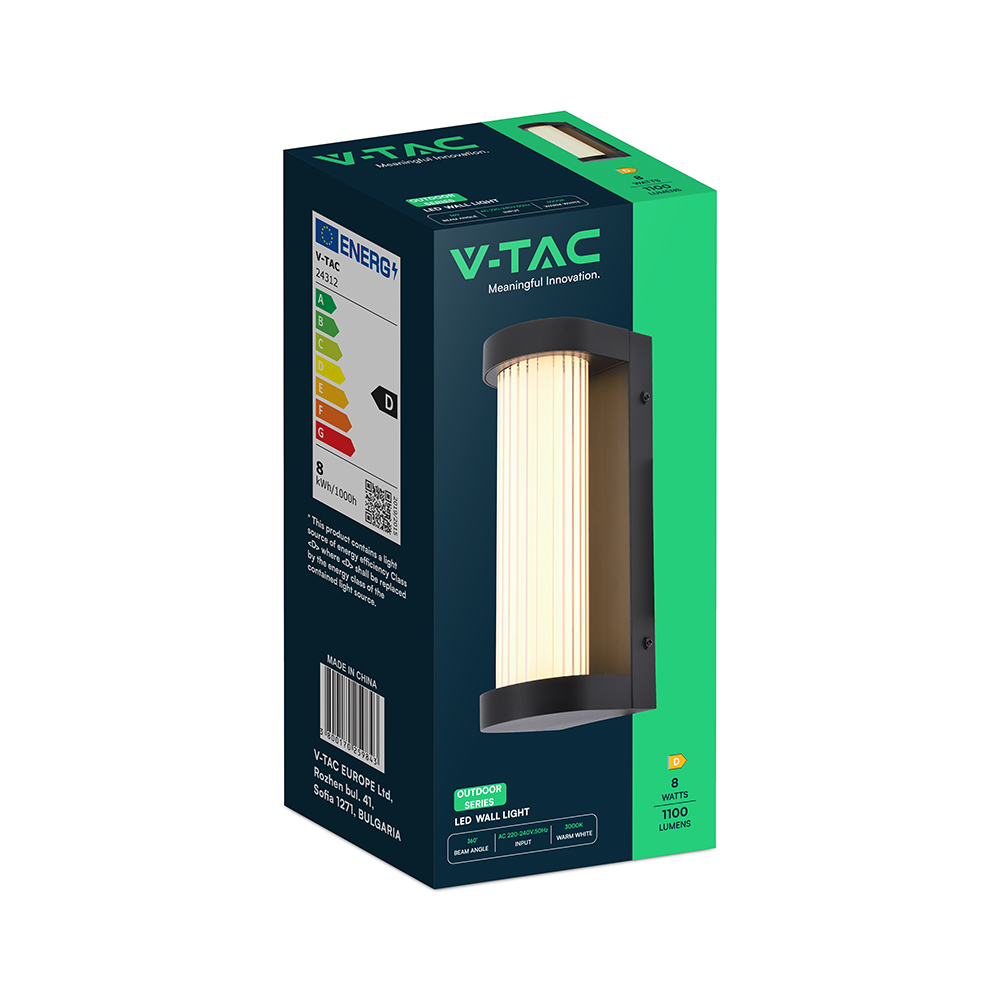 V-TAC LED-Außenwandleuchte 8W Warmweiß 3000K IP44
