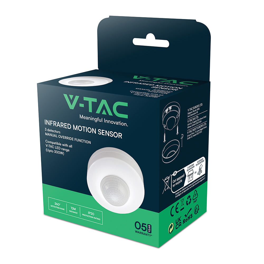 V-TAC Bewegungsmelder Infrarot IP20 90mm