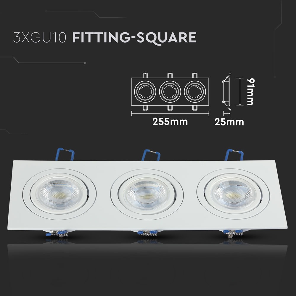 V-TAC Einbauleuchte 3XGU10 Quadrat IP20 265mm