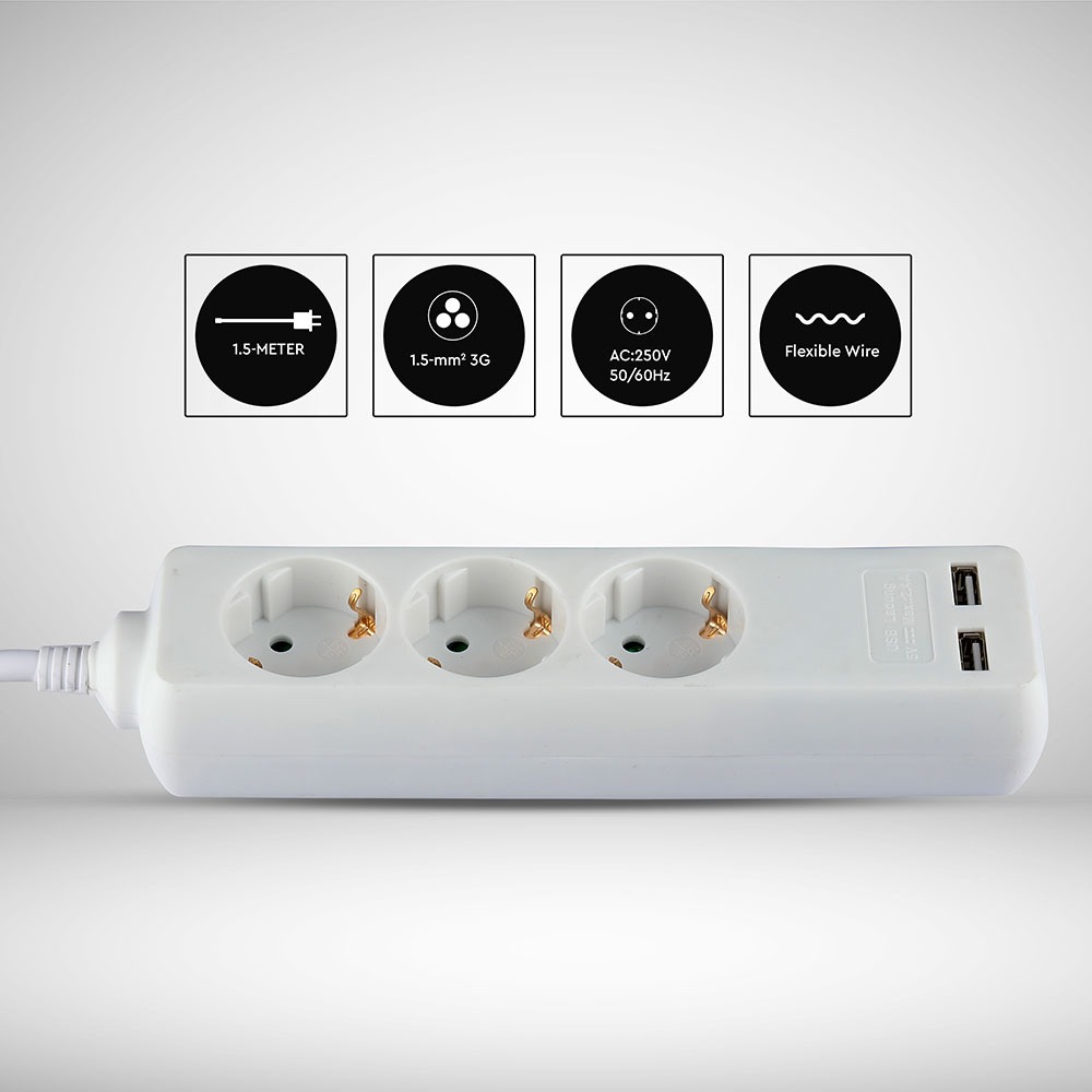 V-TAC Adapter 2 USB 3680W IP20 40mm