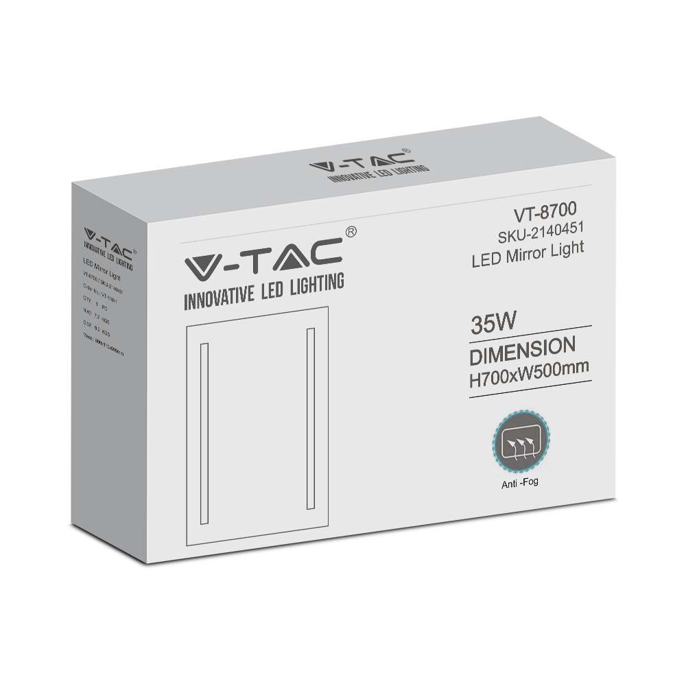 V-TAC Spiegellicht 35W Rechteck 6400K 600mm IP44