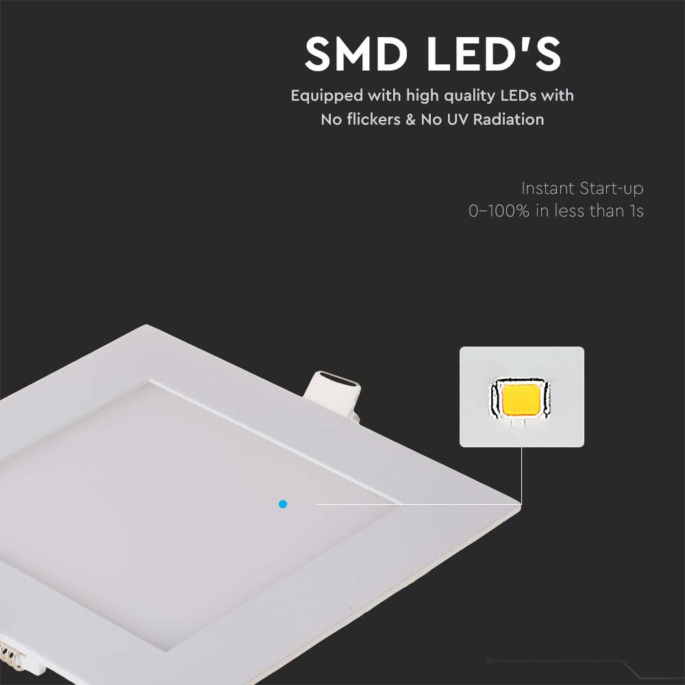 V-TAC LED Mini Panel 12W Quadrat Warmweiss 215mm IP20