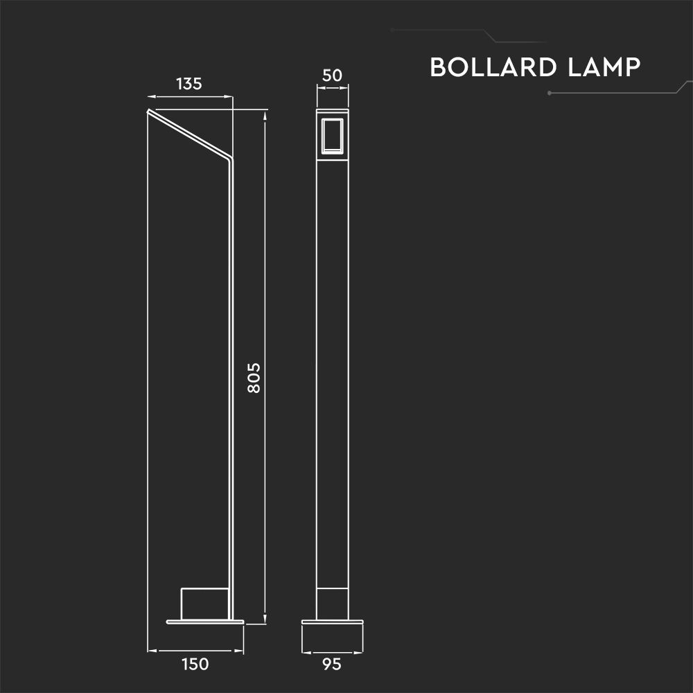 V-TAC Bollardlampe 6W 4000K 820mm IP65