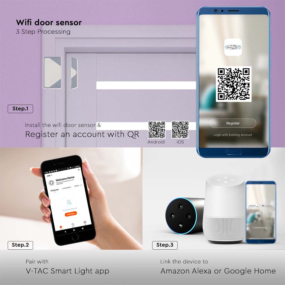 V-TAC Bewegungsmelder WLAN Sensor 53mm IP20