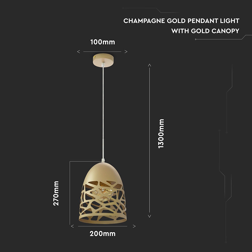 V-TAC Pendelleuchte E27 60W Champagne Gold IP20
